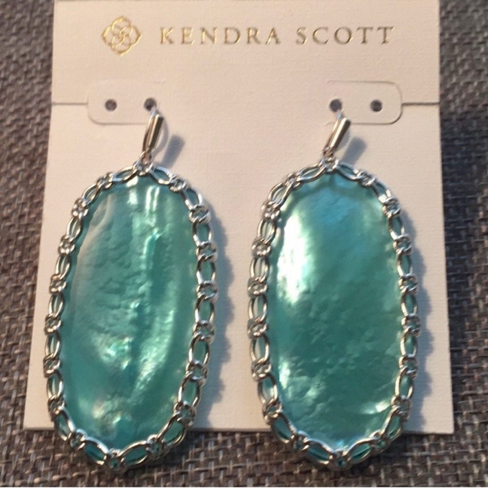 Kendra Scott Silver and Blue Oval Earrings